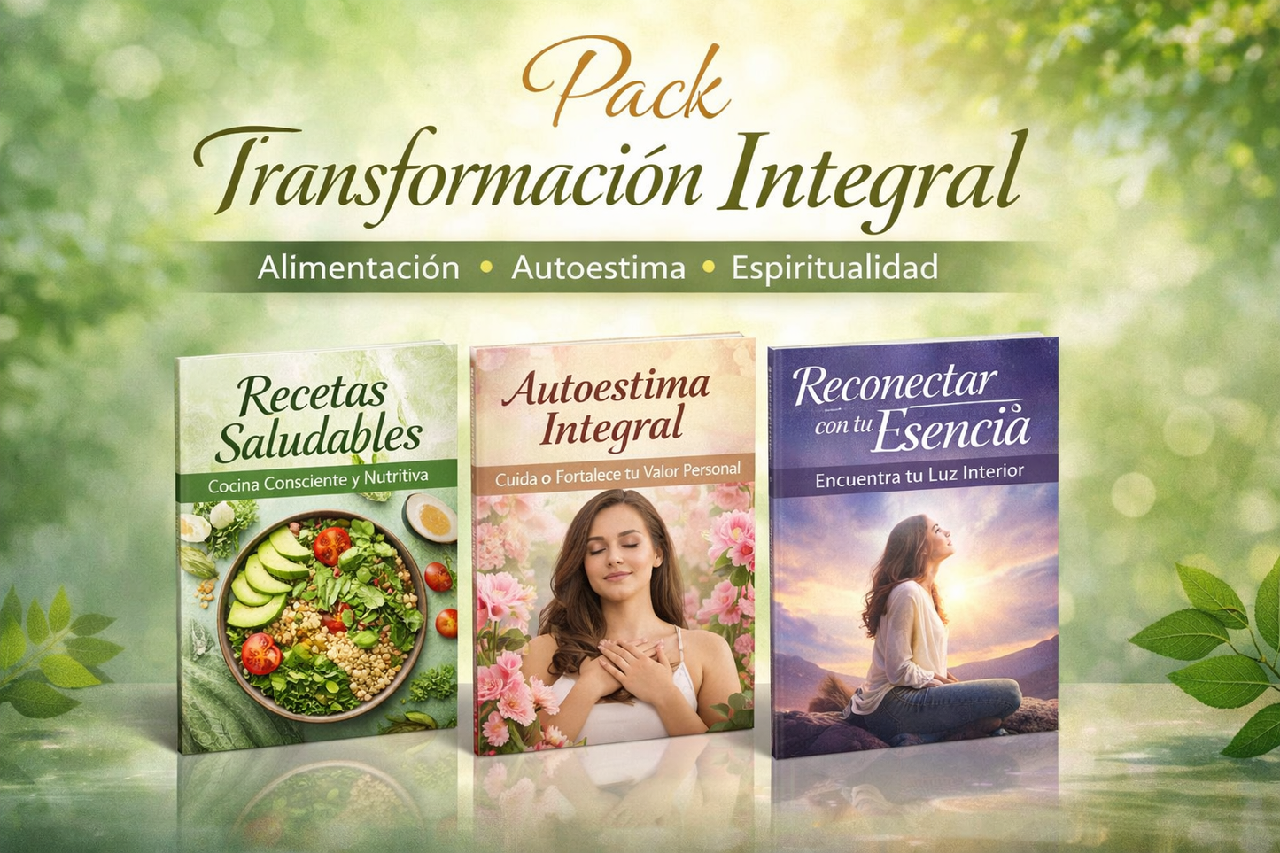 🌱Pack Transformación Integral: Recetas saludables + Autoestima integral + Reconectar con tu esencia